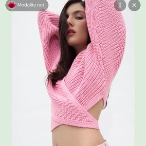Zara knit pink wrap sweater size medium